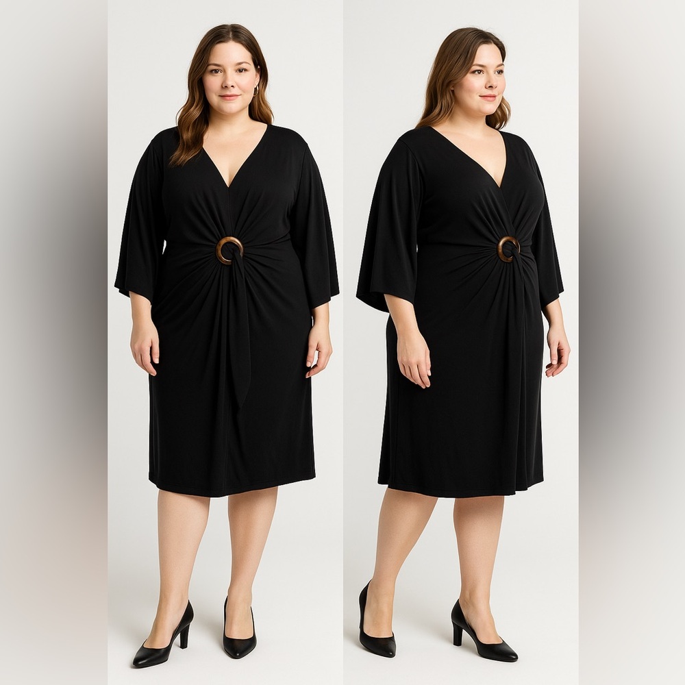 NEW Eloquii black long kimono sleeve‎ with buckle, 14/16